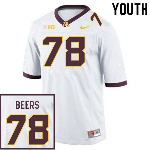 Youth #78 Ashton Beers Minnesota Golden Gophers College Football Jerseys Sale-White - Click Image to Close